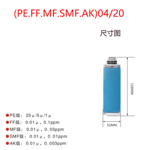 滤芯PE04/20 FF04/20 MF04/20 SMF04/20 AK04/20尺寸参数