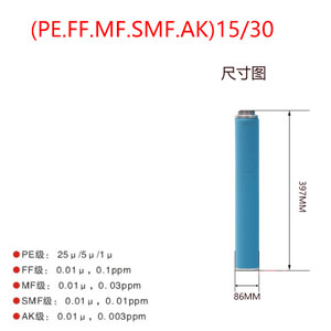 滤芯PE15/30 FF15/30 MF15/30 SMF15/30 AK15/30尺寸参数