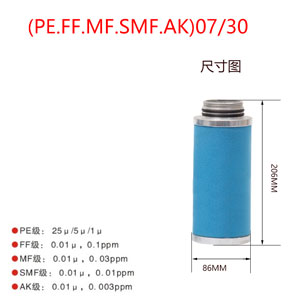 滤芯PE07/30 FF07/30 MF07/30 SMF07/30 AK07/30尺寸参数