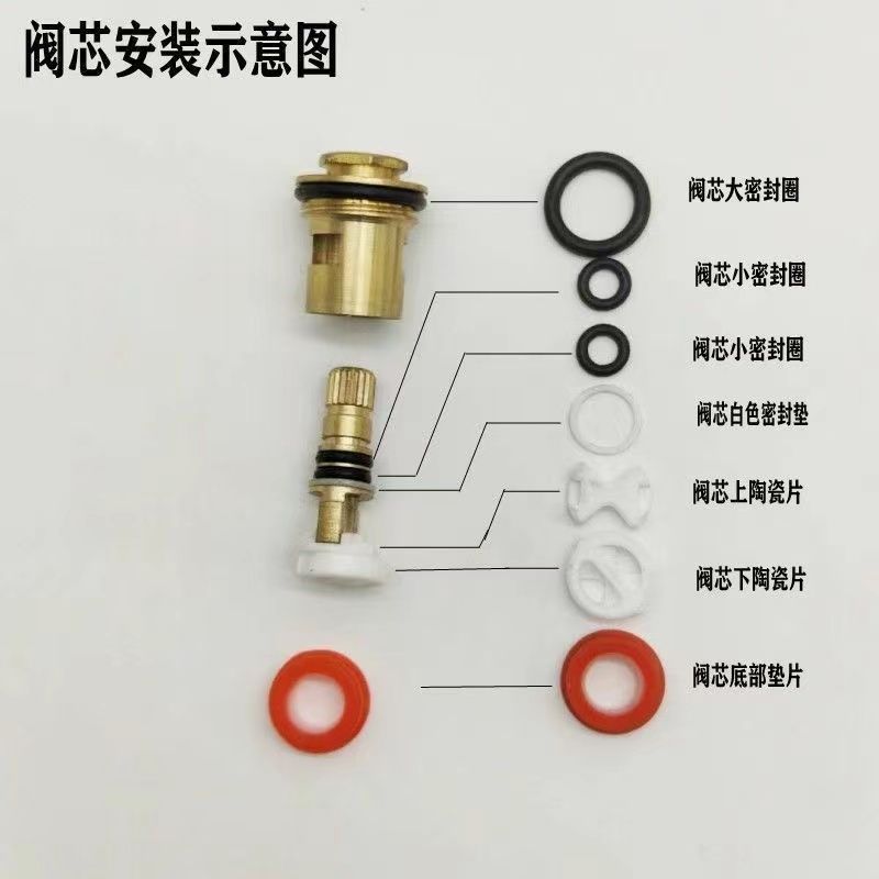 陶瓷阀芯所有零件安装示意图