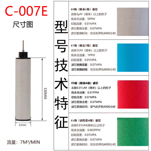 滤芯C-007E尺寸参数