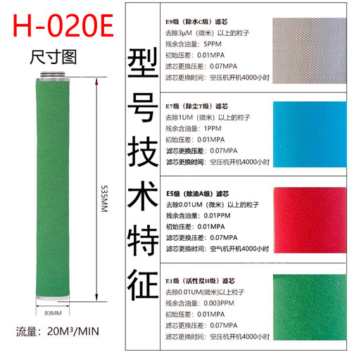 滤芯H-020E尺寸参数