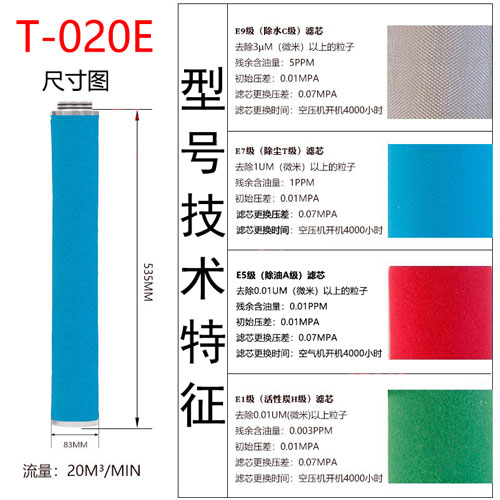 滤芯T-020E尺寸参数